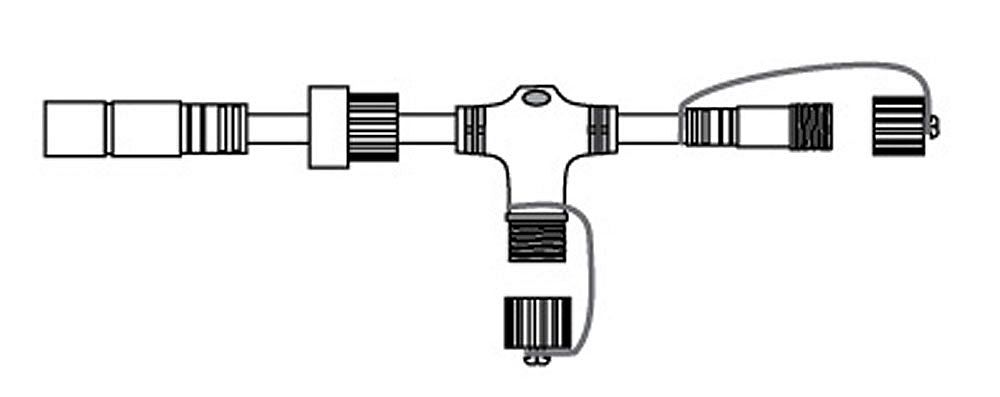 T-konektor 230V,22cm, 1M+1F+1F,bílá