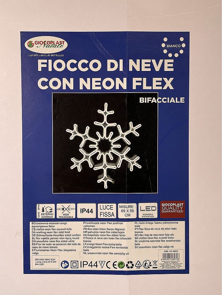 VLOČKA NEON FLEX studená bílá 69x59cm IP44