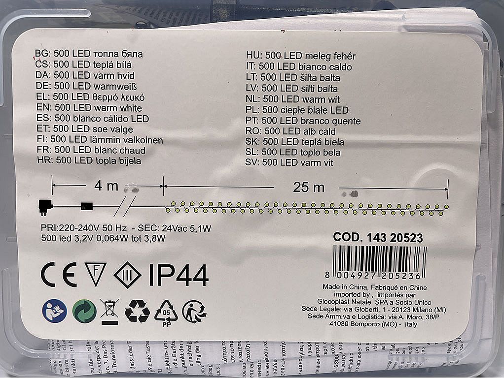 LED GIRL. EFEKT.24V EXT 500LED 25m tep.bílá s čas.